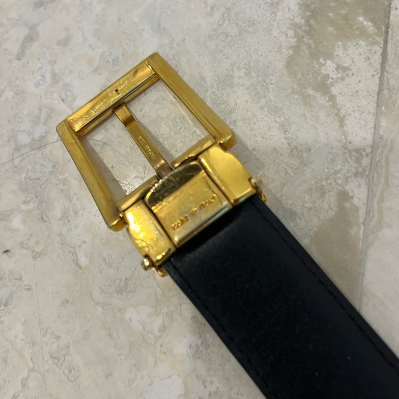 Black Genuine Alligator Calf Leather MADE IN ITALY BRASS BUCKLE Belt 42 - Picture 8 of 9